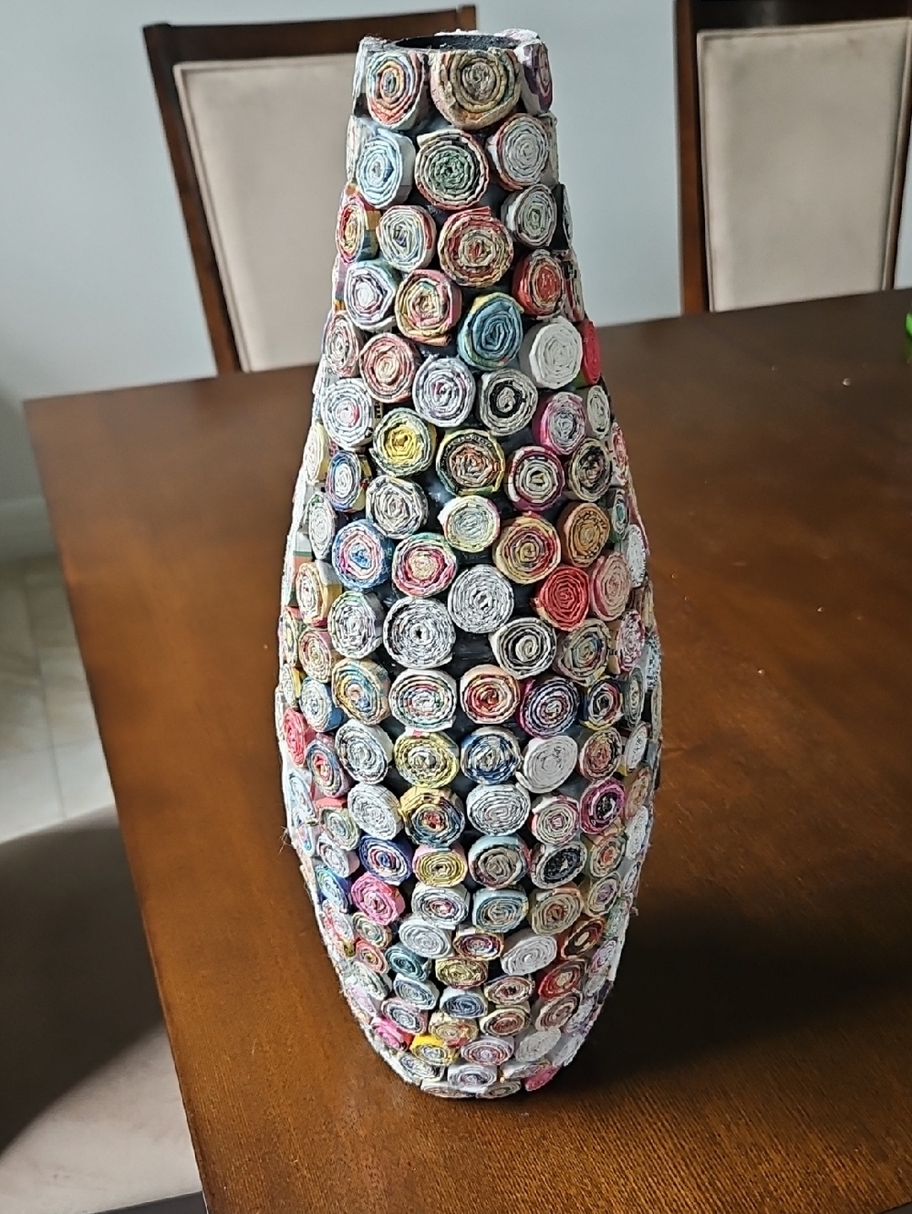Handmade Rolled Paper Decorative Vase - Multicolor